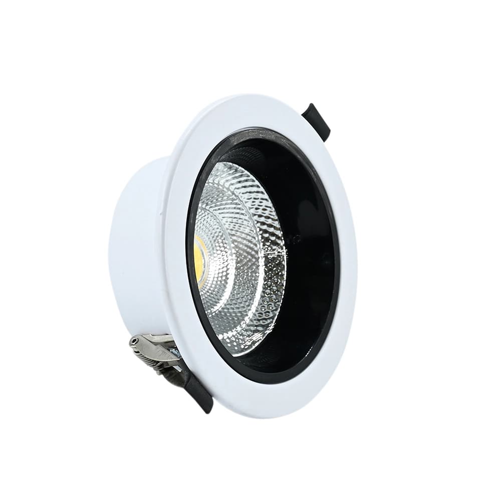 سبوت لايت ليد مدمج 12 واط بإضاءة بيضاء طبيعية 4000 كلفن – تصميم دائري أسود وأبيض | Shuruq