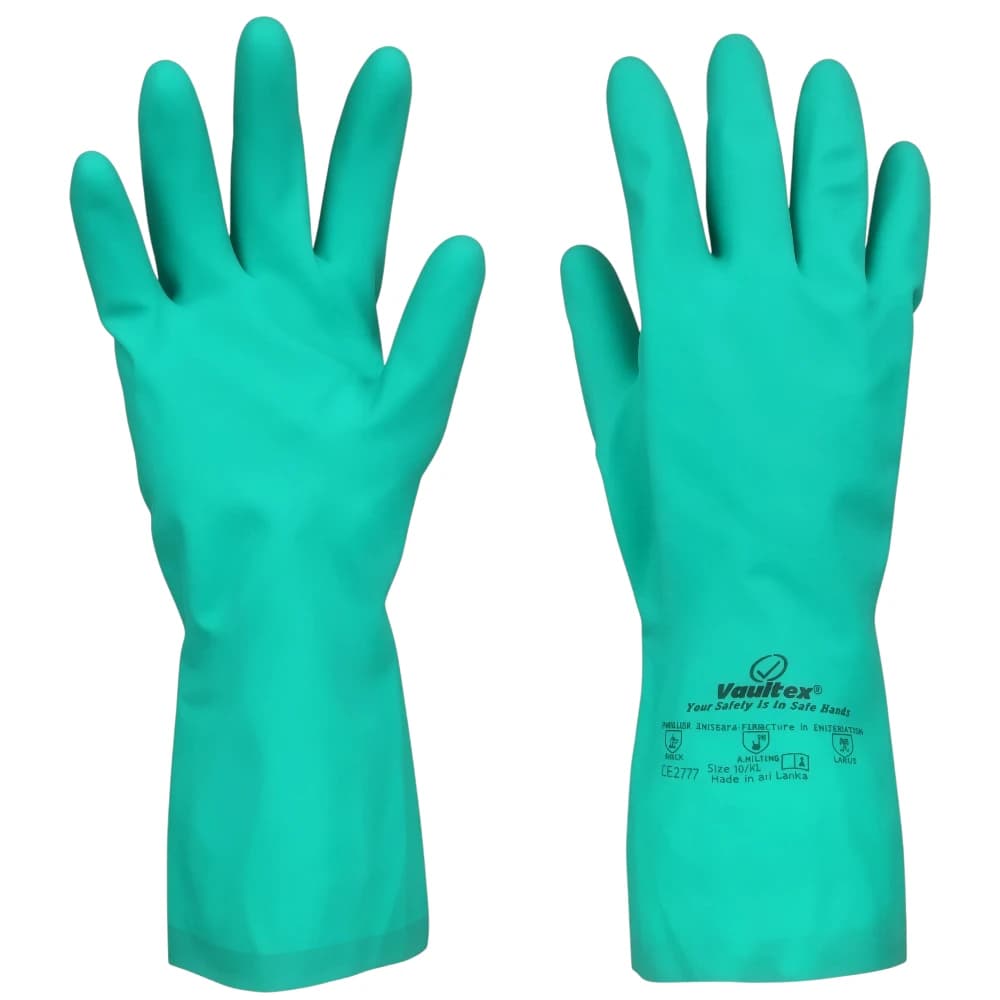 VAULTEX PNB/LGR Chemical Resistant Gloves - Nitrile Flock Lined, 33cm Length, Size 10/XL
