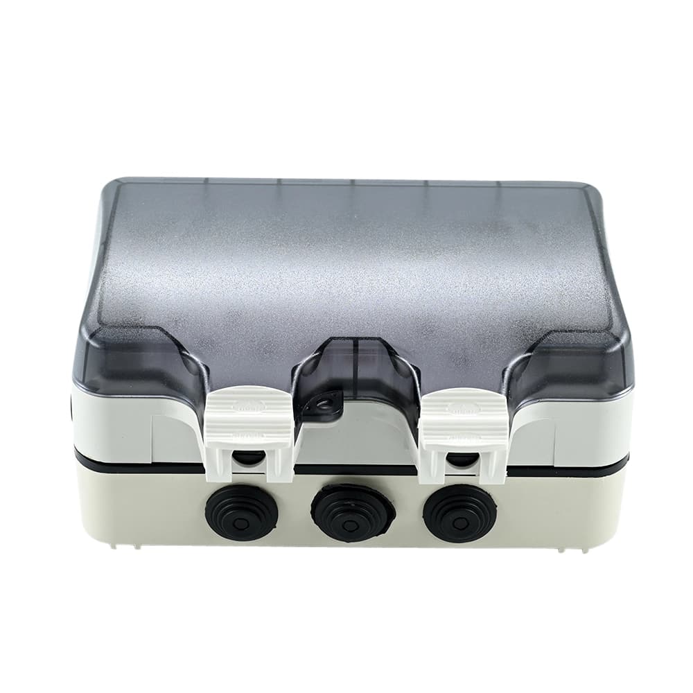 فيش جداري مزدوج خارجي مقاوم للماء بمعيار IP66 مع غطاء شفاف للحماية | TV.ON