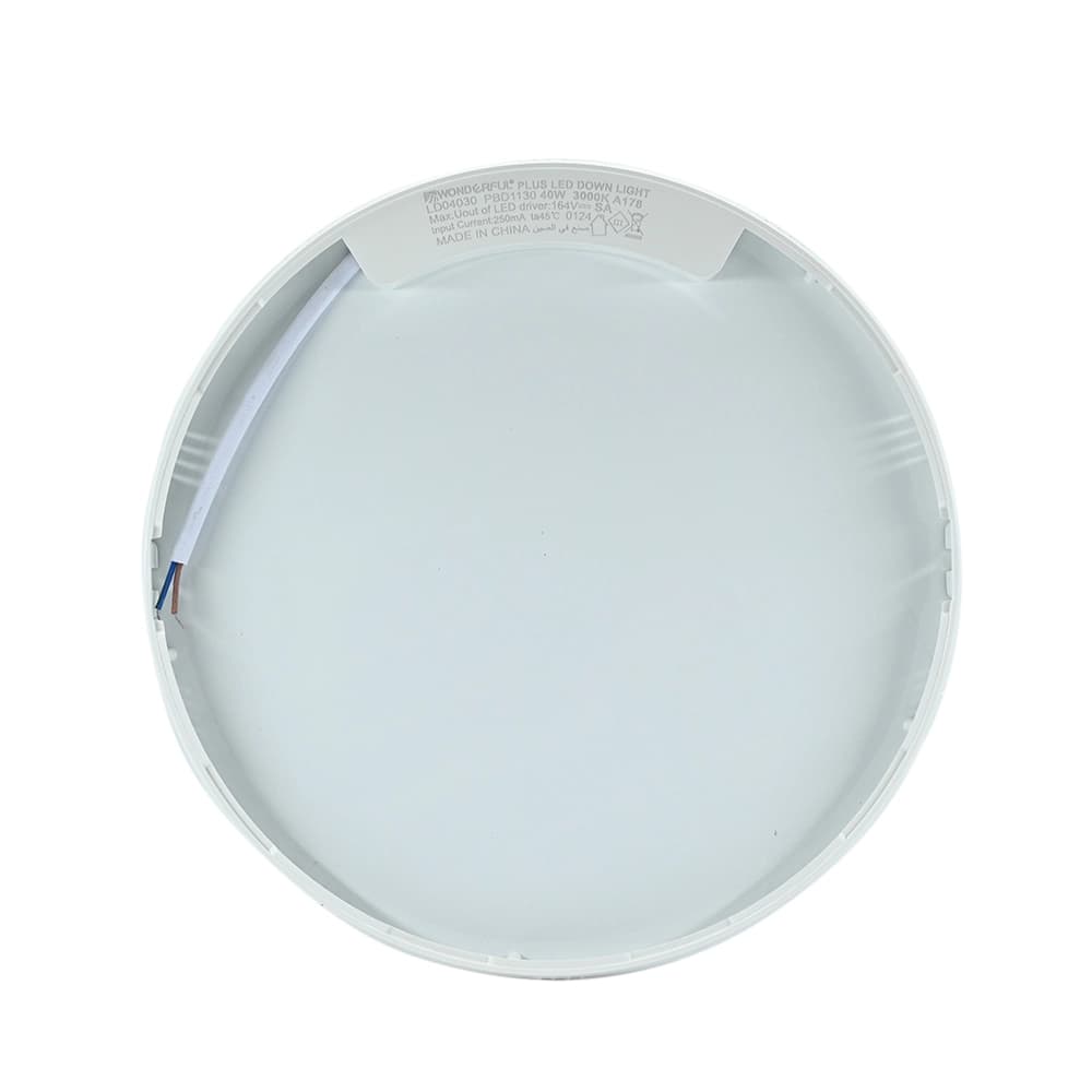 لوحة إنارة LED سقفية دائرية 40 واط – ضوء أصفر دافئ لتوزيع إضاءة متجانس | Wonder Plus