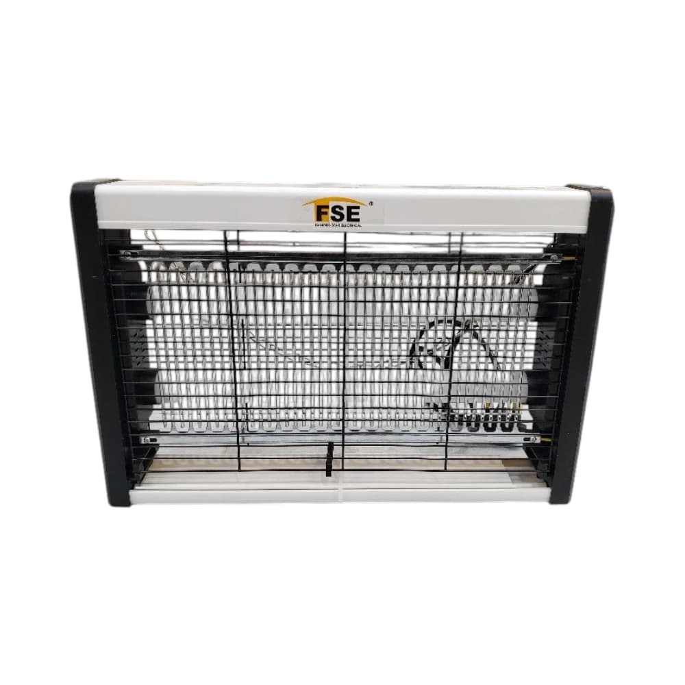 صاعق حشرات كهربائي – مكافحة الحشرات الطائرة – أنبوب إضاءة مزدوج وشبكة حماية – للاستخدام التجاري والمنزلي | FSE + قابل للتعليق والتنظيف السريع