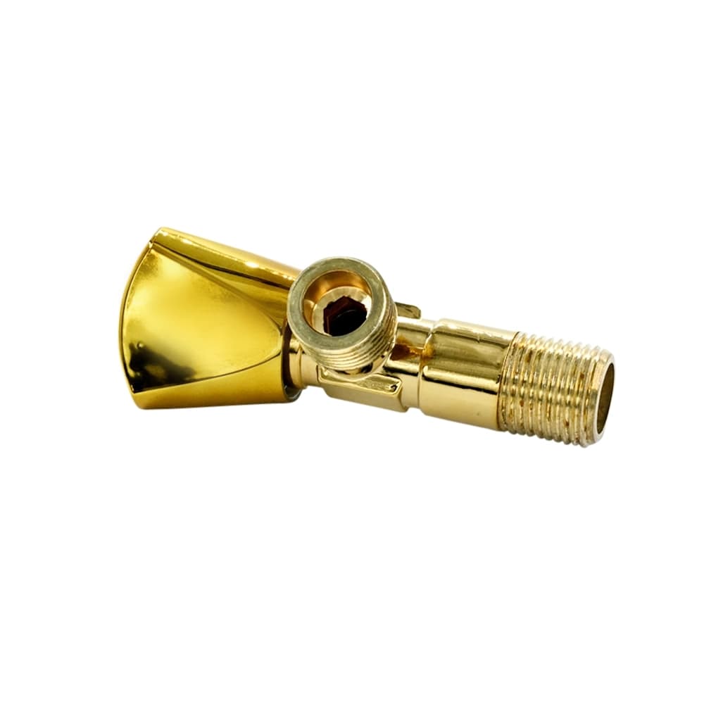 محبس زاوية نحاسي مطلي كروم مقاس ½ × ½ بوصة – تصميم كلاسيكي للتحكم في تدفق المياه | Plo Mario