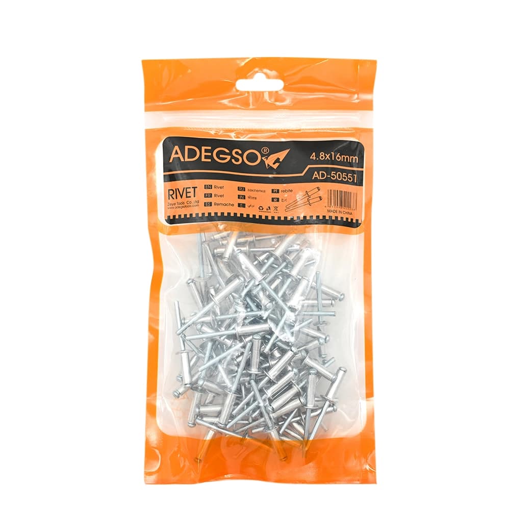 برشام ألومنيوم – عدد تثبيت وربط – قوة تثبيت عالية – للتجميعات المعدنية والهياكل الخفيفة | ADESO مقاوم للصدأ