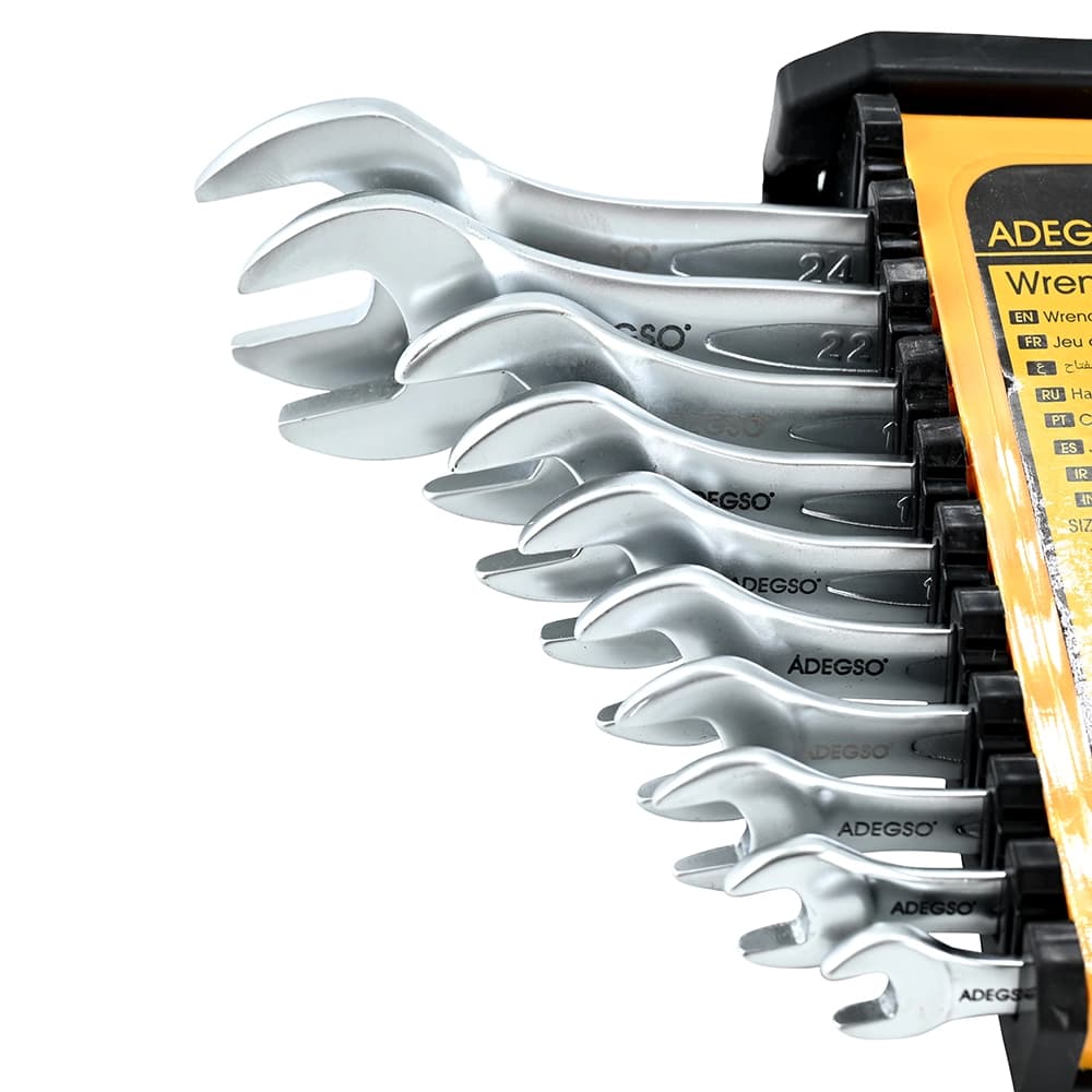 طقم مفاتيح ربط مزدوجة من ADEGSO، 10 قطع (8-24 مم) مع حامل منظم - AD-50133