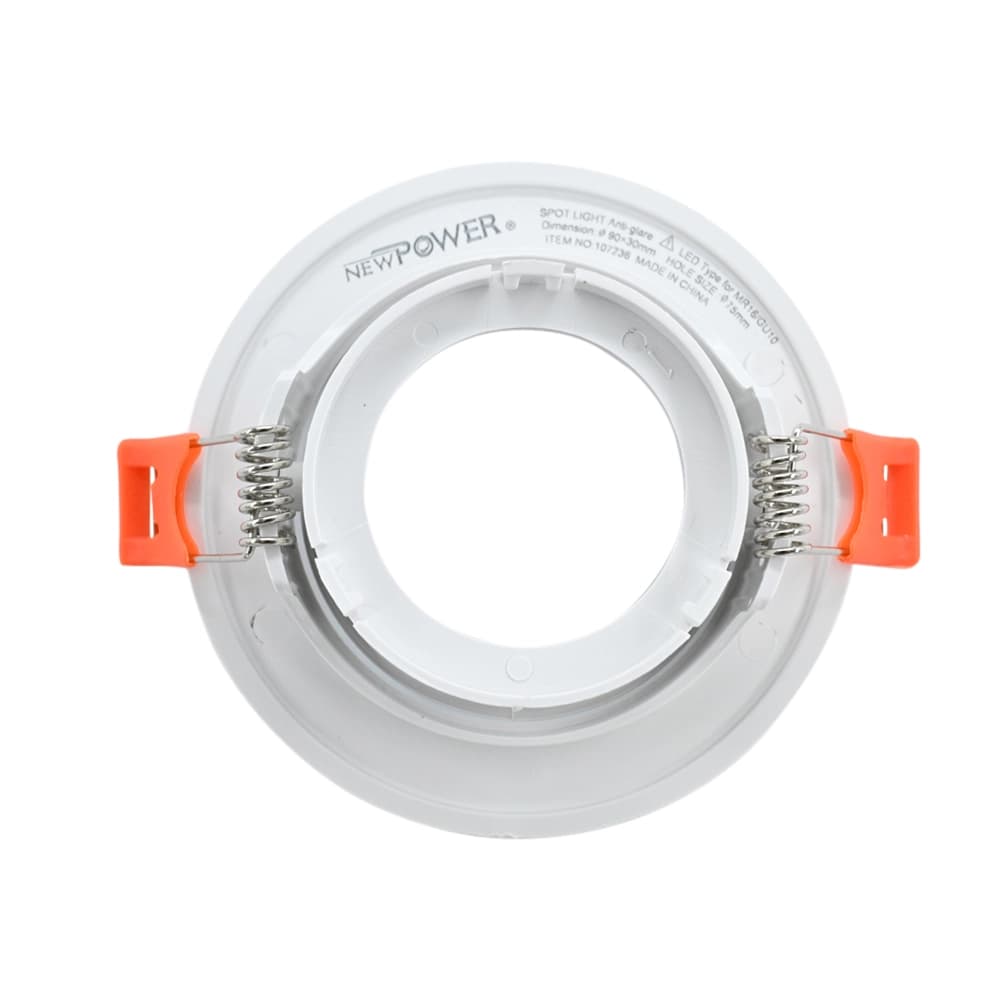 حلقة سبوت لايت متحركة مضادة للوهج من البلاستيك عالي الجودة – تصميم دائري أبيض للتشطيب الداخلي | New Power