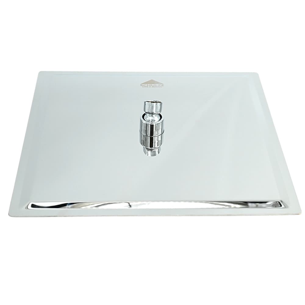 لوح دش علوي مربع – ستانلس ستيل كروم – توزيع ماء واسع للاستحمام | Schulze بتدفق متوازن