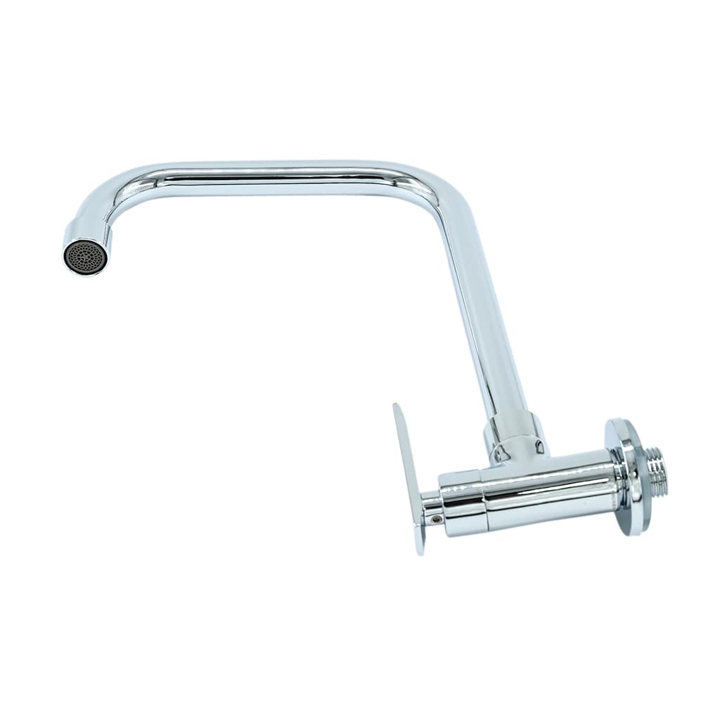 صنبور جداري بذراع L سباكة – تحكم بذراع واحدة – تغذية مغسلة ومناطق الغسيل | Dolphy + مخرج بمهوّي توفير