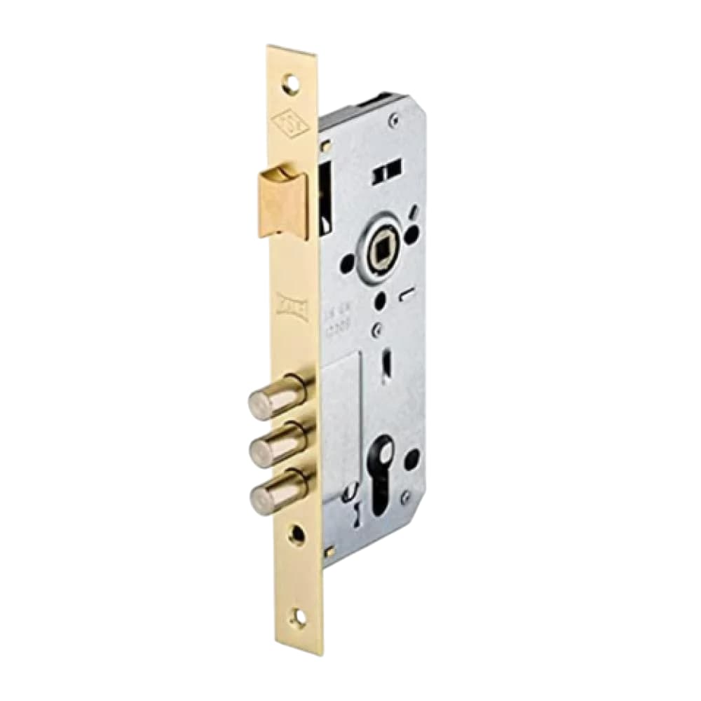 قفل نقر للأبواب الخشبية كالي كيليت موديل 164 GM، 3 مسامير، مقاس 45 ملم، بلمسة نهائية نحاسية