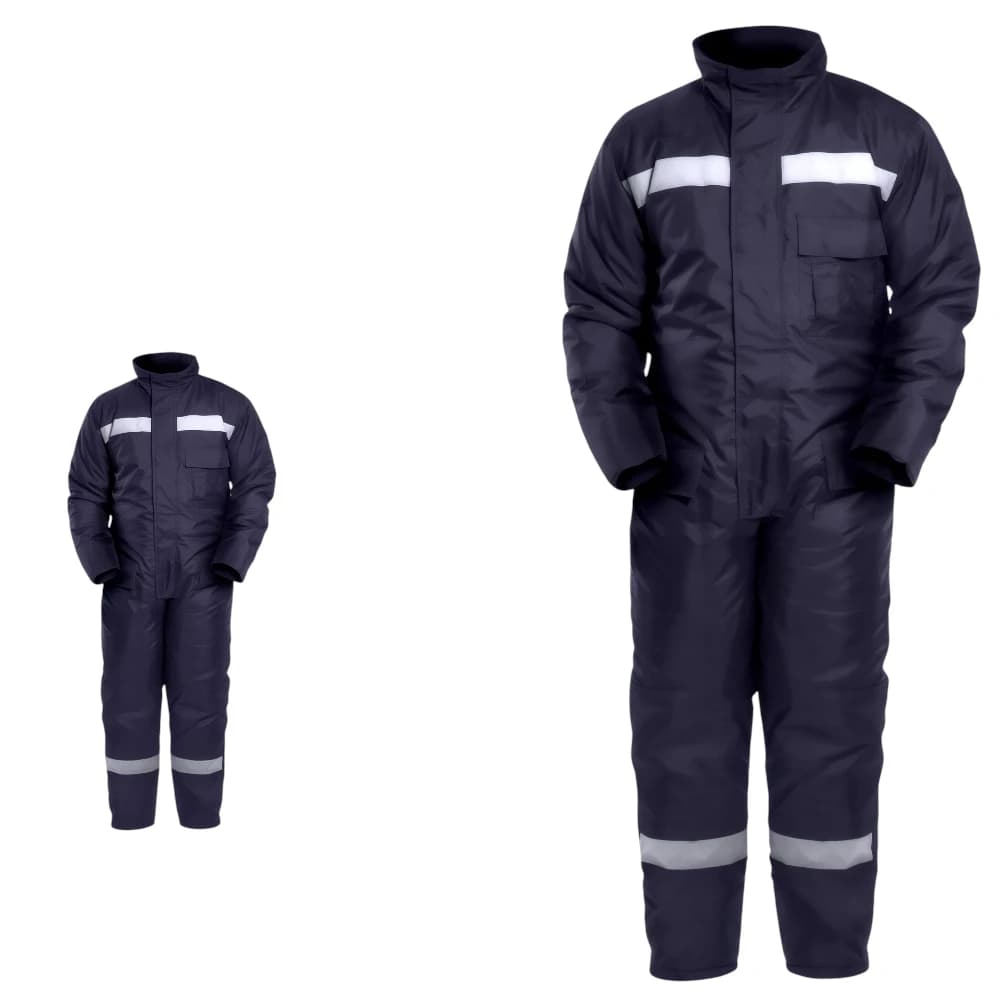 Vaultex Insulated Coverall (UNIS-IC) - Padded Winter Protective Jumpsuit with Reflective Tapes - Navy Blue