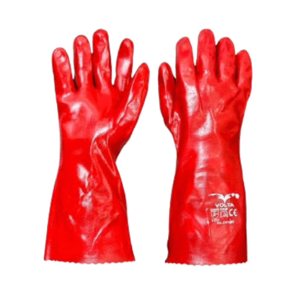 قفازات أمان فولتا PVC حمراء مقاومة للمواد الكيميائية