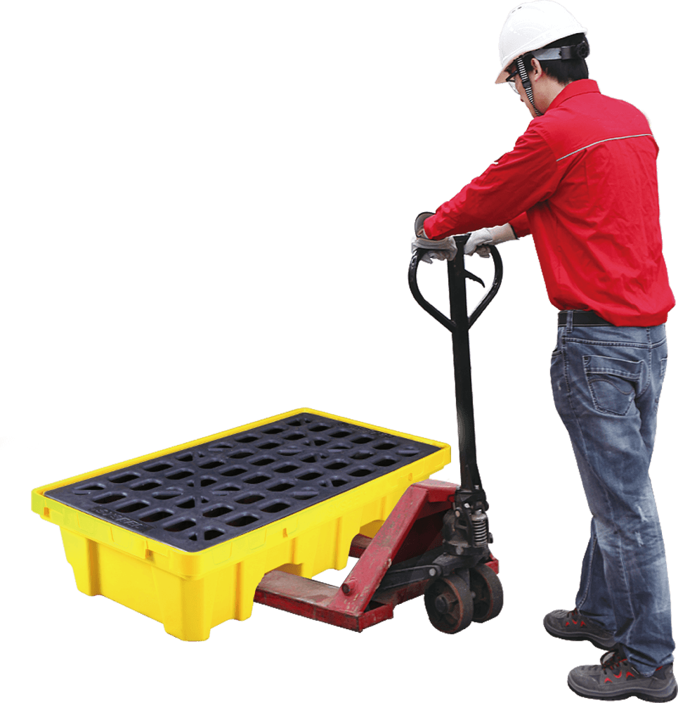 منصة احتواء الانسكاب لأسطوانتين SYSBEL SPP102، سعة 1300 كجم، بولي إيثيلين