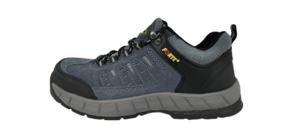 حذاء سلامة فورت منخفض - رمادي وأسود مع مقدمة فولاذية ونعل مقاوم للحرارة