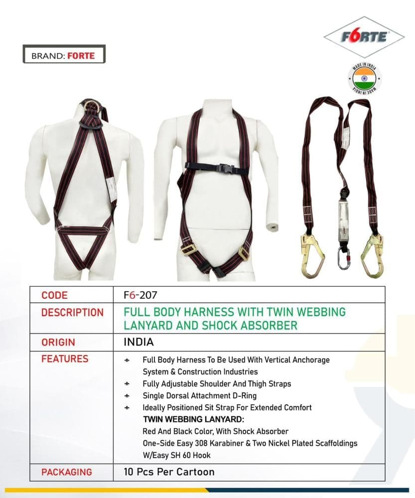 حزام أمان كامل للجسم من Forte مع حزام مزدوج وممتص للصدمات - موديل F6-207