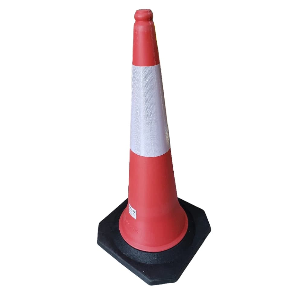 مخروط مروري 1 متر من كوليج مع شريط عاكس وقاعدة ثقيلة