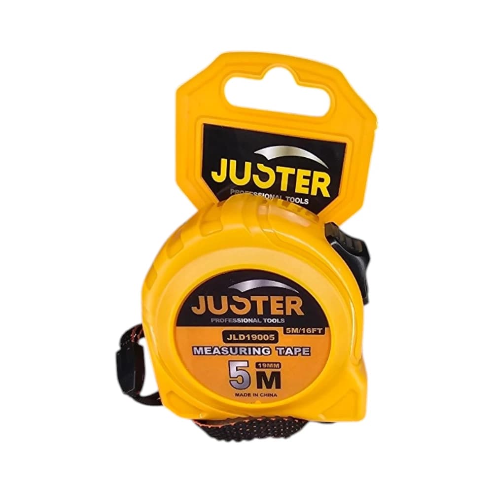شريط قياس معدني 5 متر – أدوات القياس والمعايرة – شريط فولاذي بعرض 19 مم – القياسات الدقيقة للأعمال اليومية | Juster + قفل تثبيت وحزام يدوي