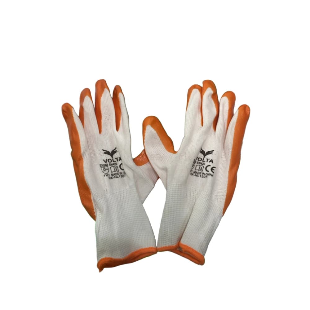 Volta Safety Gloves RK-NL1307 - Latex Coated, Orange & White